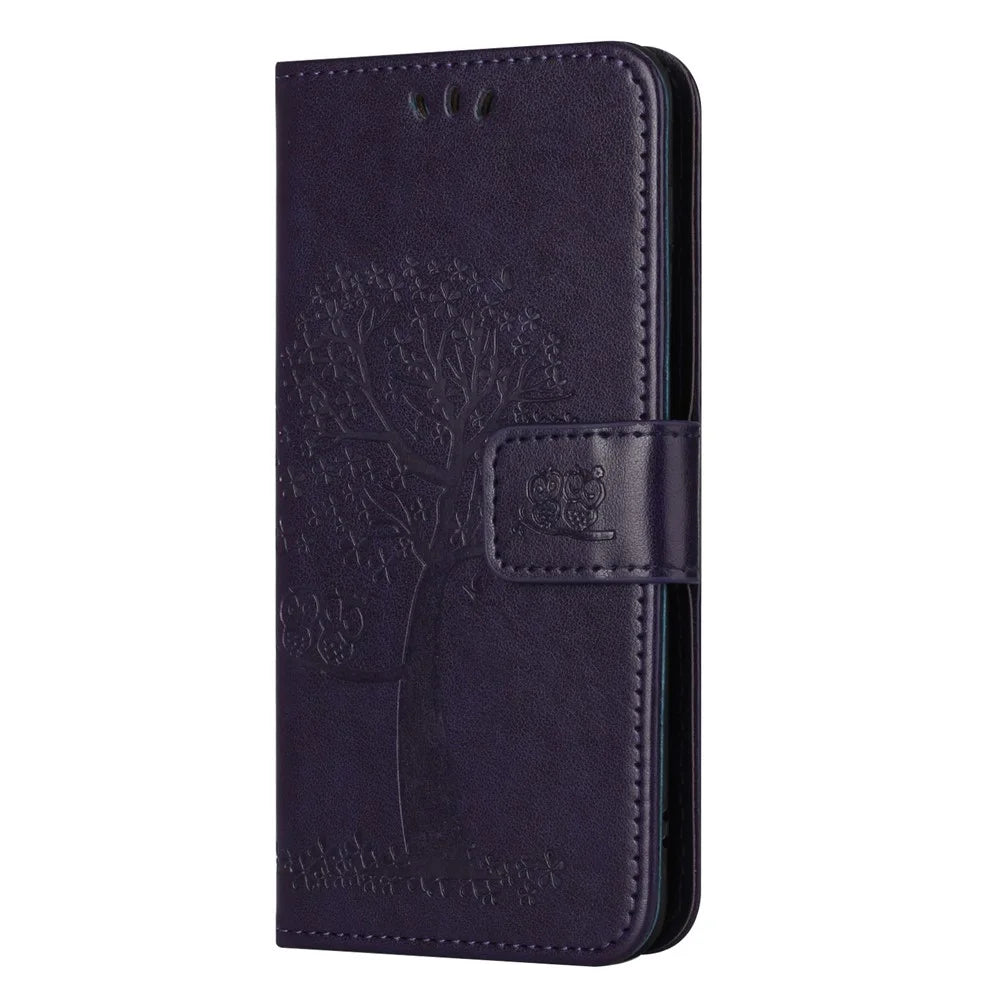 For Samsung Galaxy S25 / S24 Case Imprinted Leather Flip Stand Phone Cover with Wallet - Dark Purple - 4