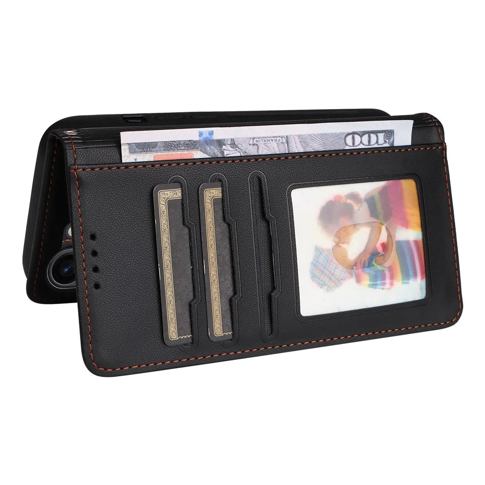 For Samsung Galaxy S23 Magnetic Case BETOPNICE Detachable PU Leather Phone Cover with Strap - Black - 4