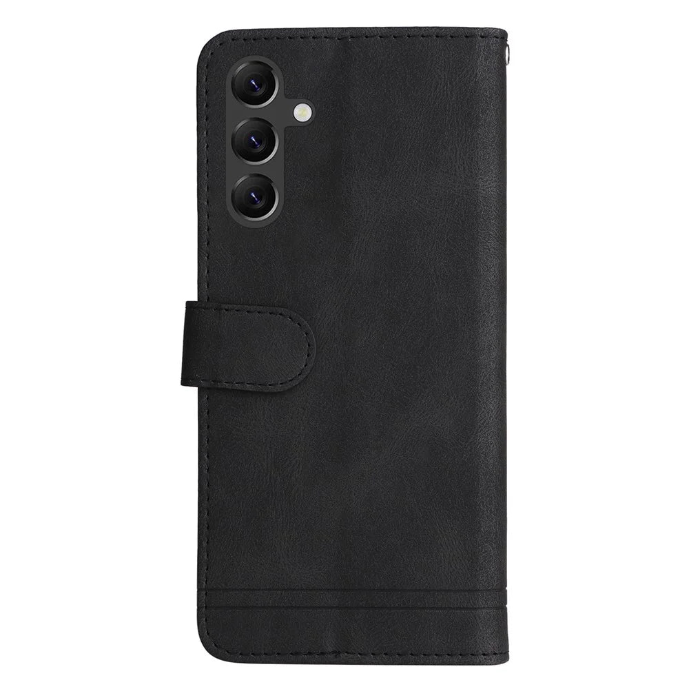 For Samsung Galaxy A15 5G Leather Wallet Cases Skin Touch Phone Cover Stand with Strap - Black - 7