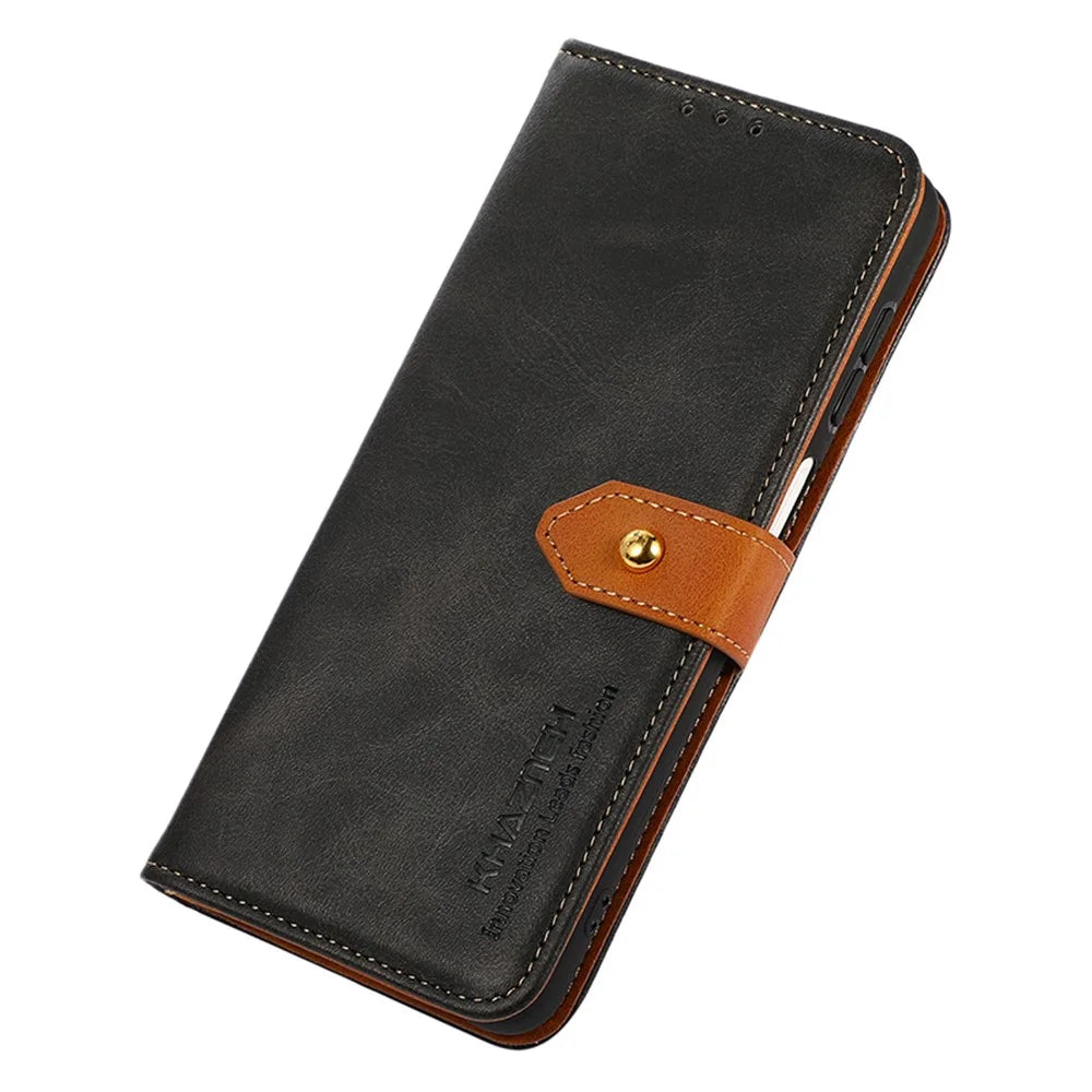 KHAZNEH For Samsung Galaxy A25 5G (Global) (161.0 x 76.5 x 8.3mm) Case Cowhide Texture Wallet Leather Phone Cover - Black - 4