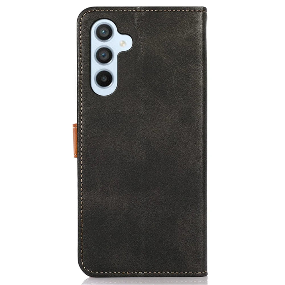 KHAZNEH For Samsung Galaxy A25 5G (Global) (161.0 x 76.5 x 8.3mm) Case Cowhide Texture Wallet Leather Phone Cover - Black - 7