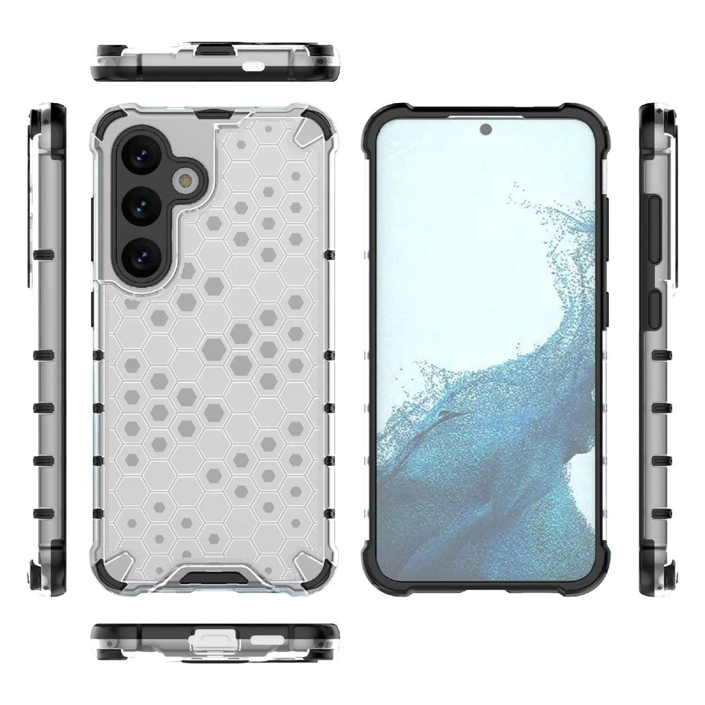 For Samsung Galaxy S24+ Case Reinforced Corner Phone Cover with Honeycomb Design - Grey - 2