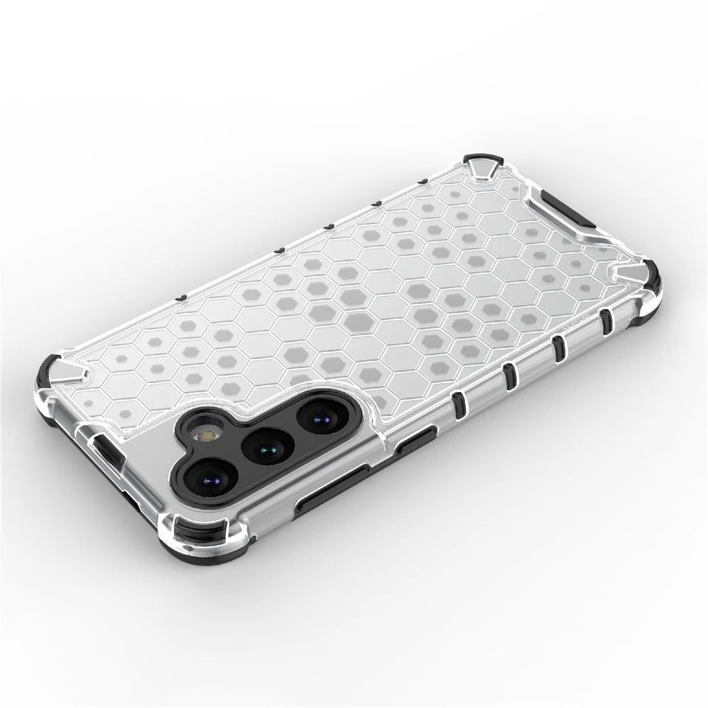For Samsung Galaxy S24+ Case Reinforced Corner Phone Cover with Honeycomb Design - Grey - 3