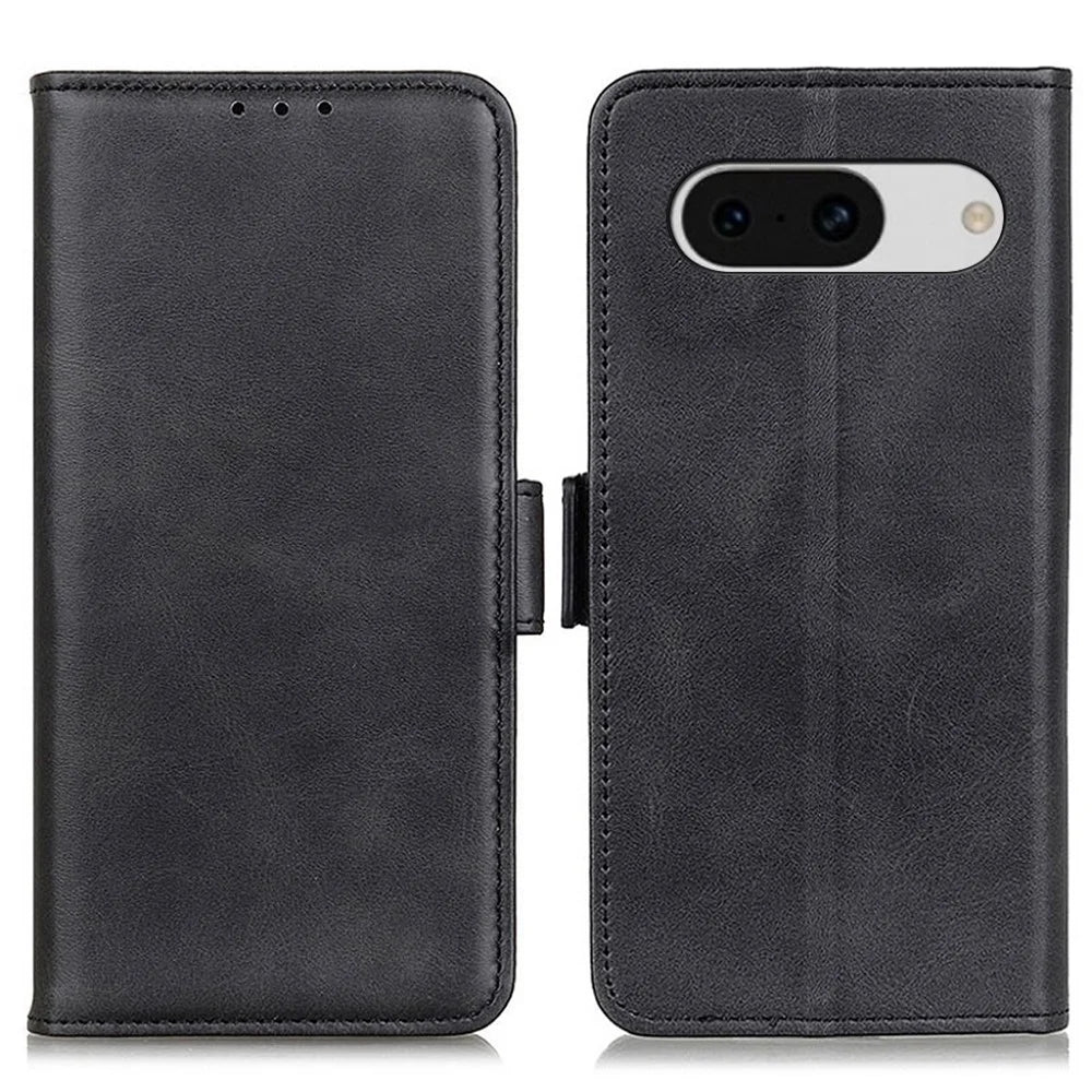 For Google Pixel 8a Case Slim-fit Stand Phone Cover TPU +PU Leather Wallet - Black - 1