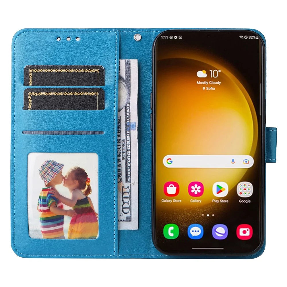 For Samsung Galaxy S24 Ultra Case Leather Wallet Flip Protective Phone Cover - Blue - 2