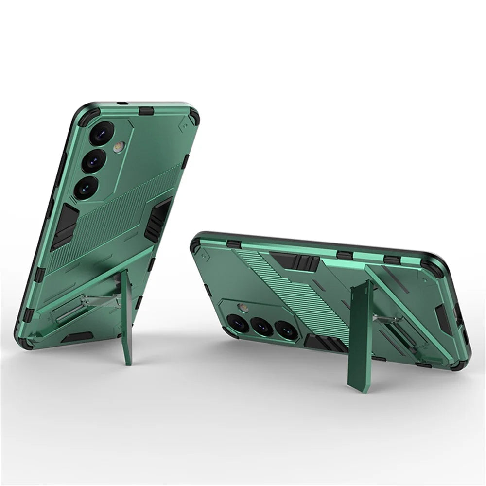 For Samsung Galaxy S24+ Case PC+TPU Phone Cover with Kickstand - Green - 2
