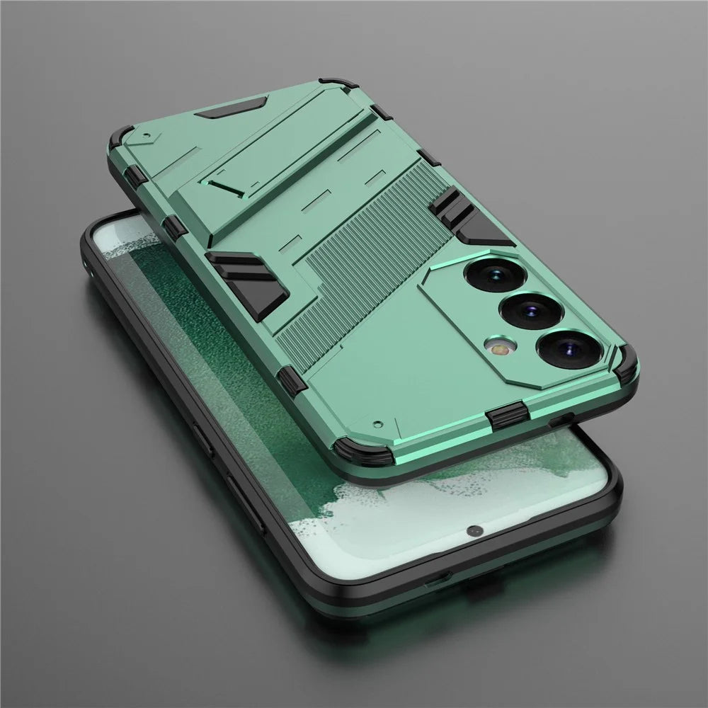 For Samsung Galaxy S24+ Case PC+TPU Phone Cover with Kickstand - Green - 5