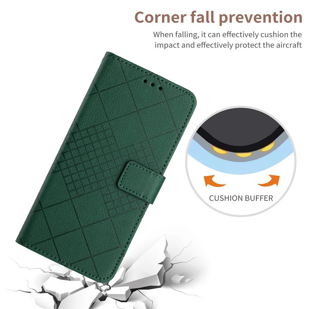 HT06 For iPhone 15 Pro Max Case PU Leather Litchi Texture Stand Phone Cover - Green - 5