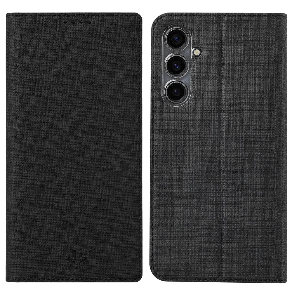 VILI DMX Series For Samsung Galaxy S23 FE Case PU Leather Card Slot Phone Cover - Black - 1