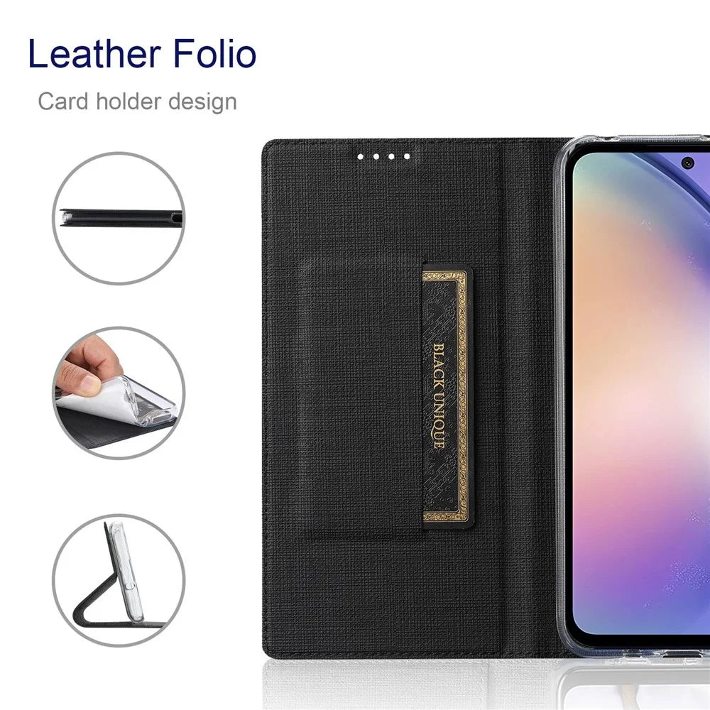 VILI DMX Series For Samsung Galaxy S23 FE Case PU Leather Card Slot Phone Cover - Black - 2