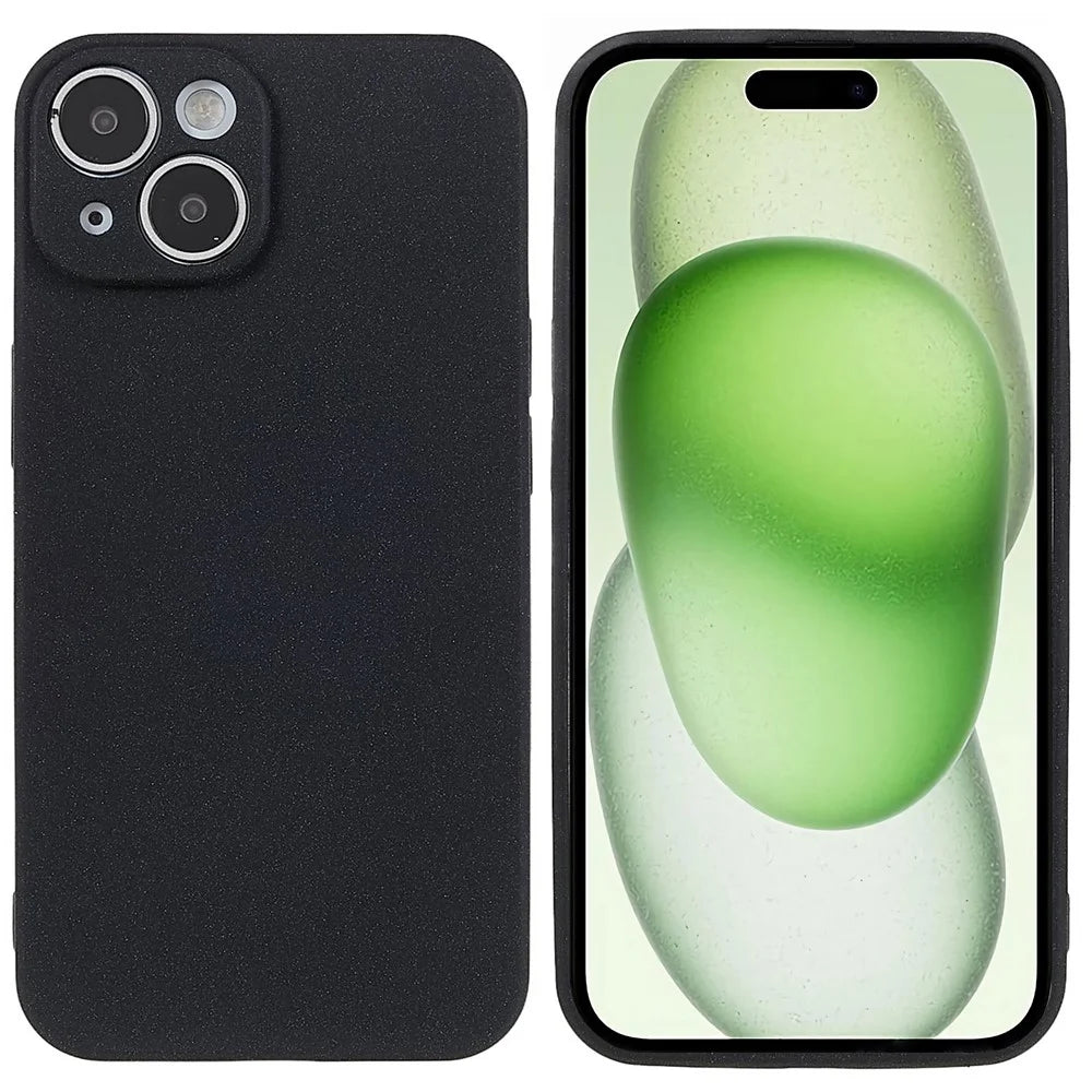 For iPhone 15 Plus Case TPU Anti-scratch Double-Sided Matte Phone Protector - Black - 1