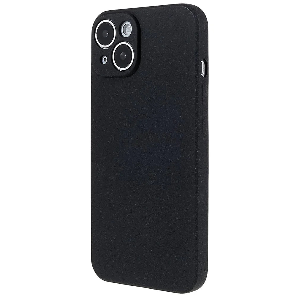 For iPhone 15 TPU Case Anti-scratch Double-Sided Matte Phone Back Cover - Black - 2