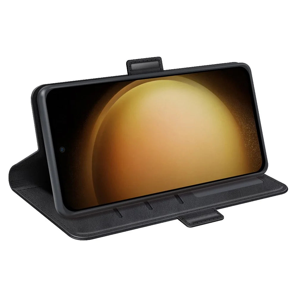 For Samsung Galaxy S24+ Case Dual Magnetic Clasp Folio PU Leather Phone Cover - Black - 3