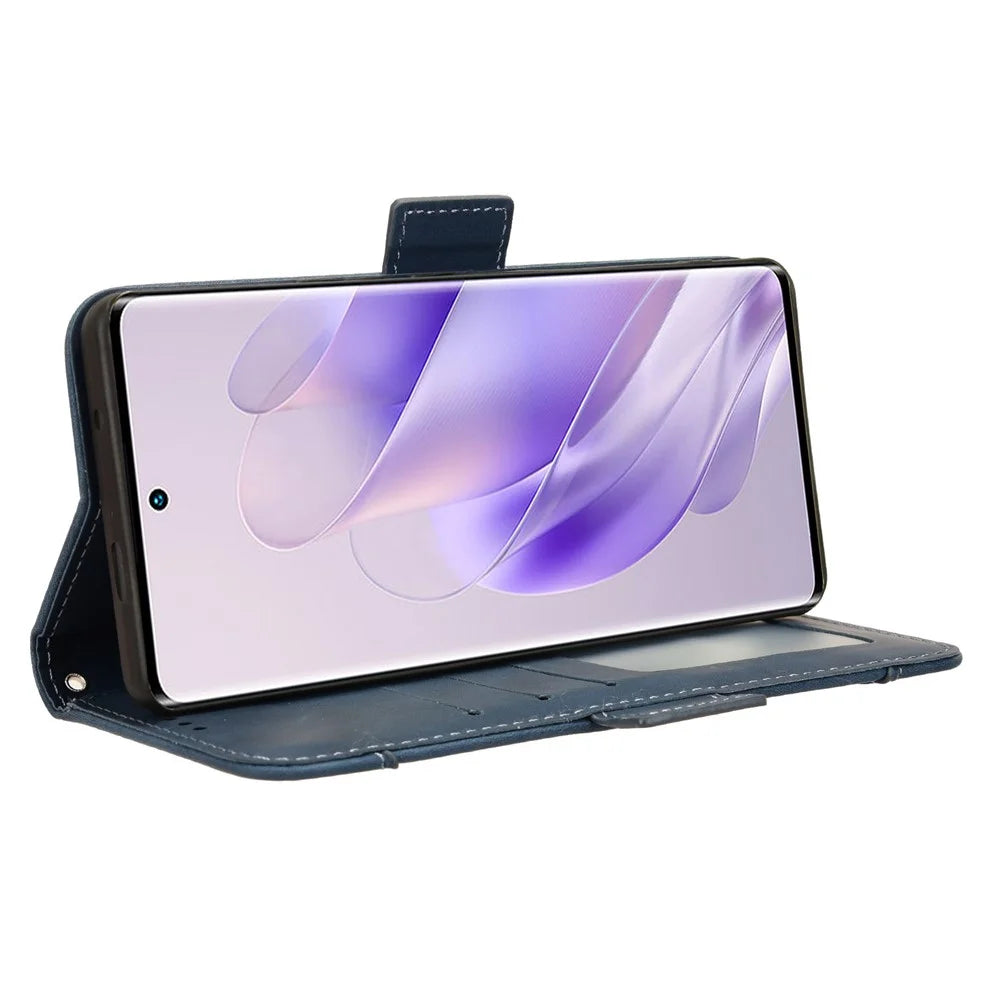 For Infinix Zero 30 4G X6731B Case Anti-Drop PU Leather Wallet Phone Cover with Multiple Card Slots - Blue - 4