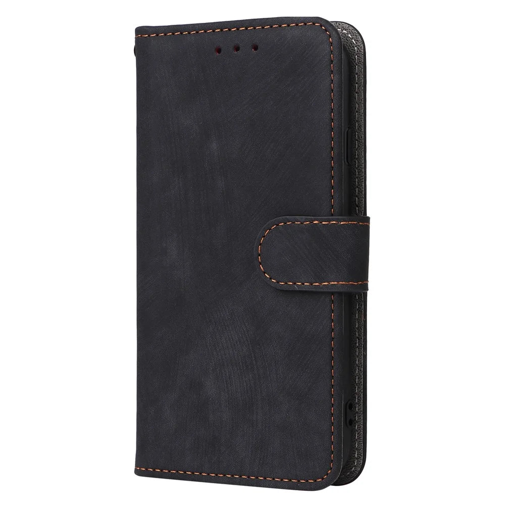 For iPhone 6 / 6s / 7 / 8 / SE (2020) / SE (2022) Case RFID Blocking Wallet Phone Cover with Strap - Black - 6