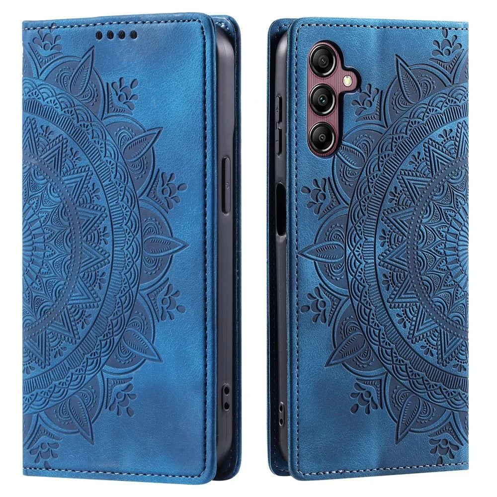 Stand Phone Cover for Samsung Galaxy A34 5G Case PU Leather Magnetic Imprinted Stand Shell - Blue - 1