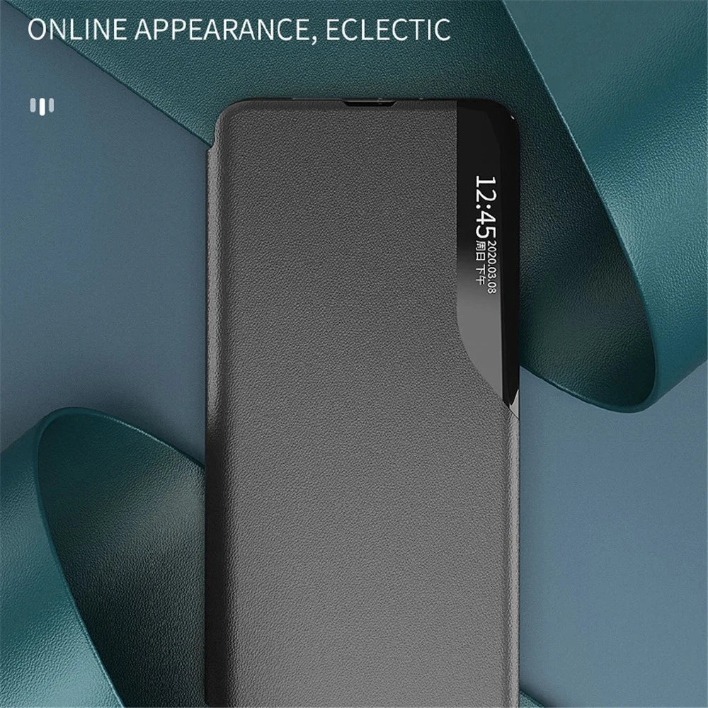 For Samsung Galaxy S24+ Case View Window PU Leather Stand Cover - Black - 4