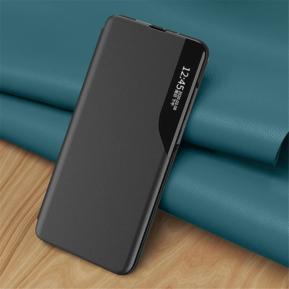 For Samsung Galaxy S24+ Case View Window PU Leather Stand Cover - Black - 5