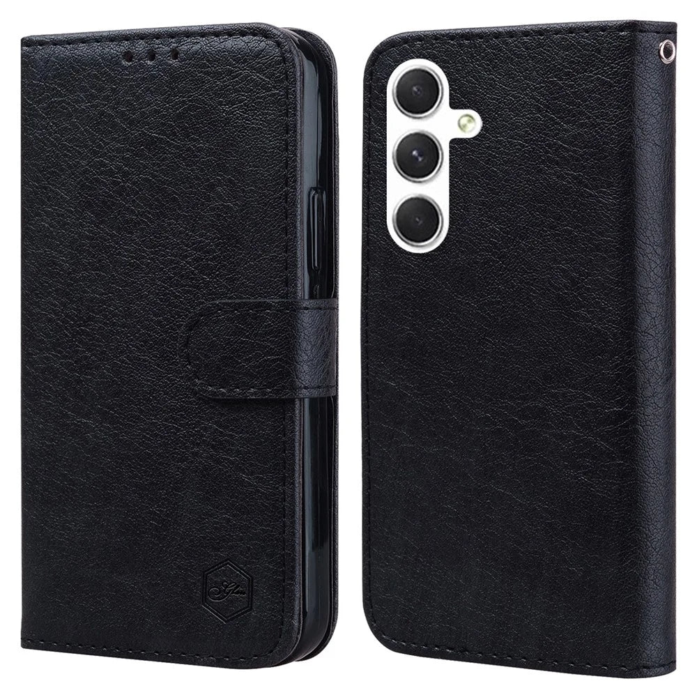 For Samsung Galaxy S24 Case Magnetic Clasp Leather Phone Cover - Black - 1