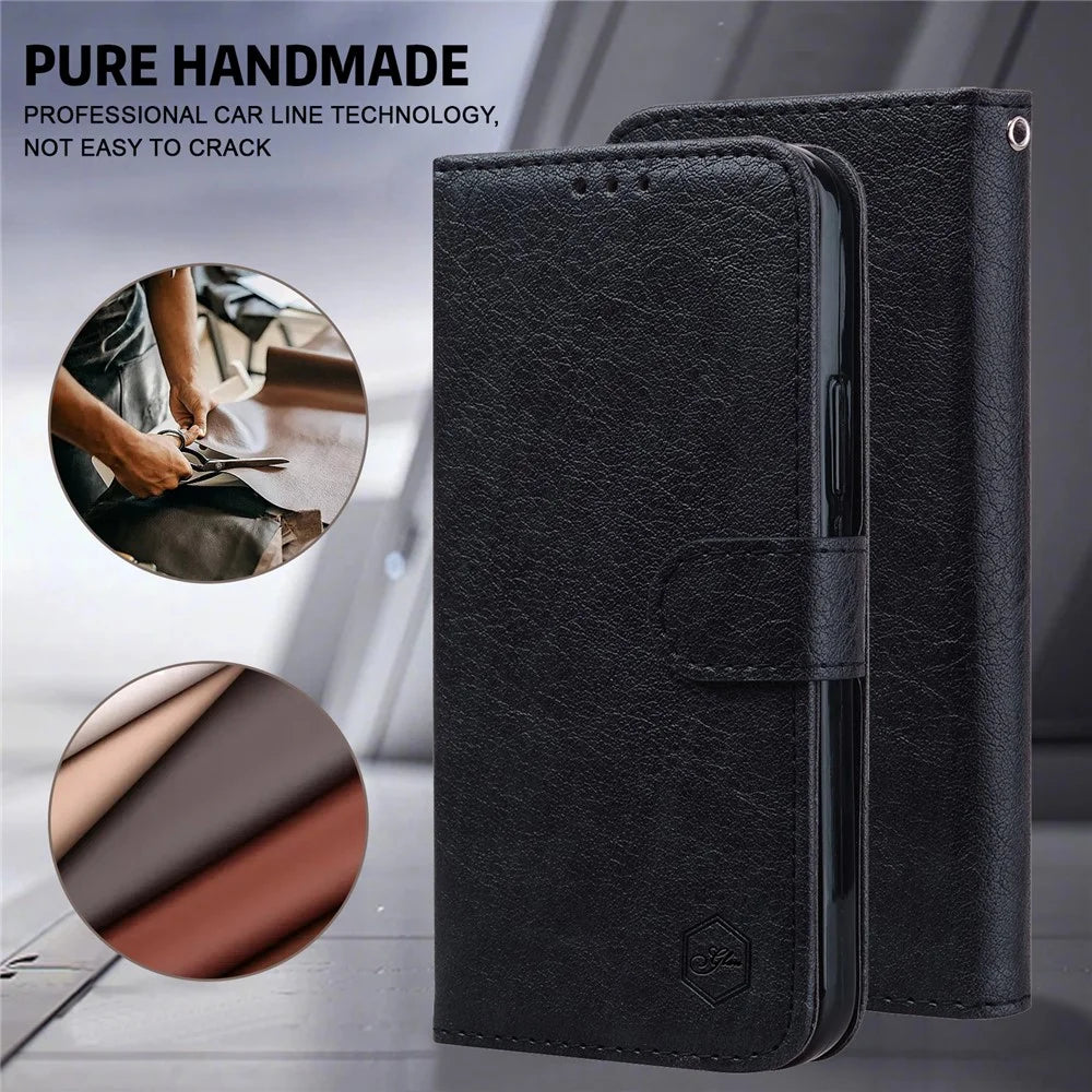 For Samsung Galaxy S24 Case Magnetic Clasp Leather Phone Cover - Black - 4