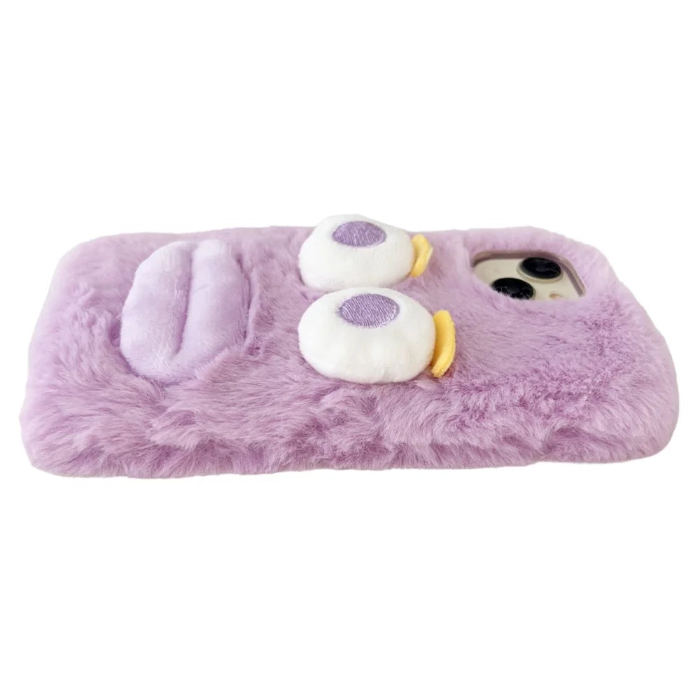 For iPhone 15 Plus Case Cartoon Sausage-shaped Lip Plush+TPU Anti-fall Phone Cover - Purple - 4