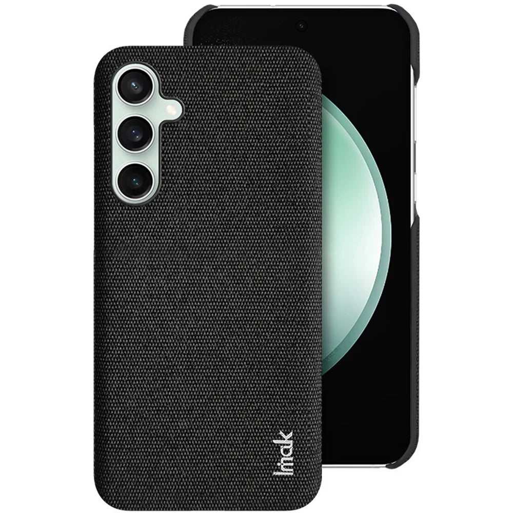 IMAK Ruiyi Series for Samsung Galaxy S23 FE Case Cloth Texture Leather Coated PC Cover - Black - 1