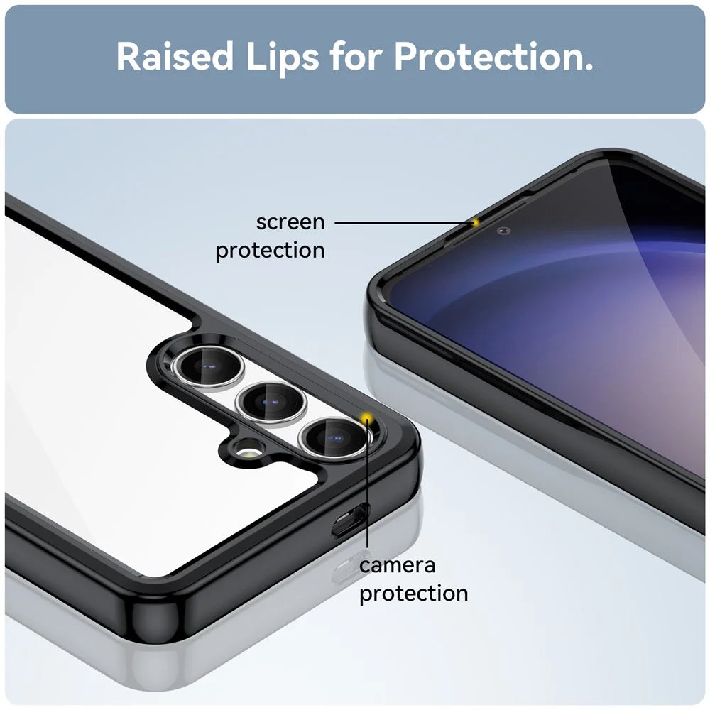 For Samsung Galaxy S25+ / S24+ Case TPU + Acrylic Anti-Scratch Phone Back Protector - Black - 6