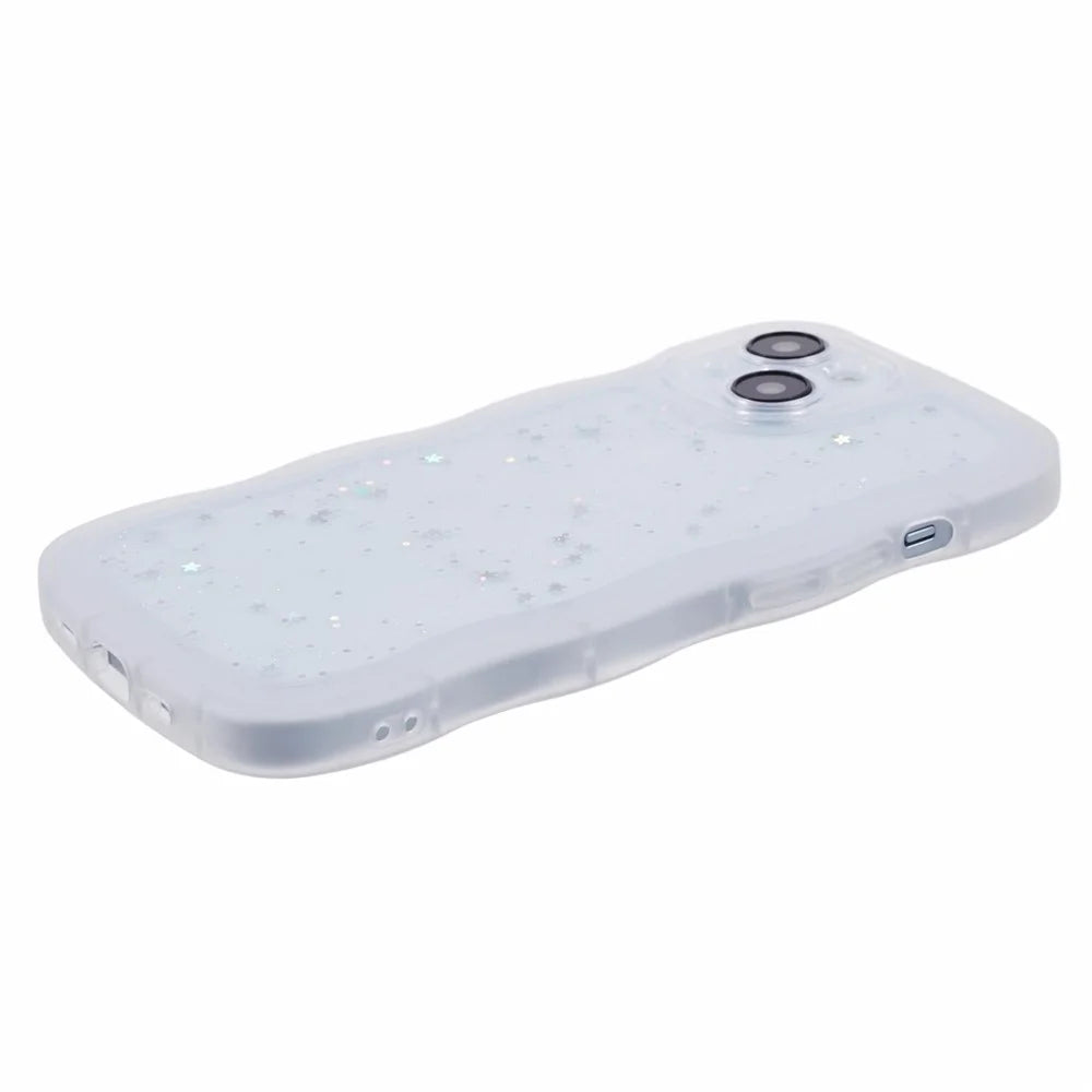 JTW Series for iPhone 15 Plus Case Glitter Sequins Epoxy TPU Phone Back Cover - White - 4