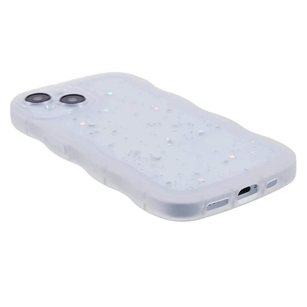 JTW Series for iPhone 15 Plus Case Glitter Sequins Epoxy TPU Phone Back Cover - White - 5