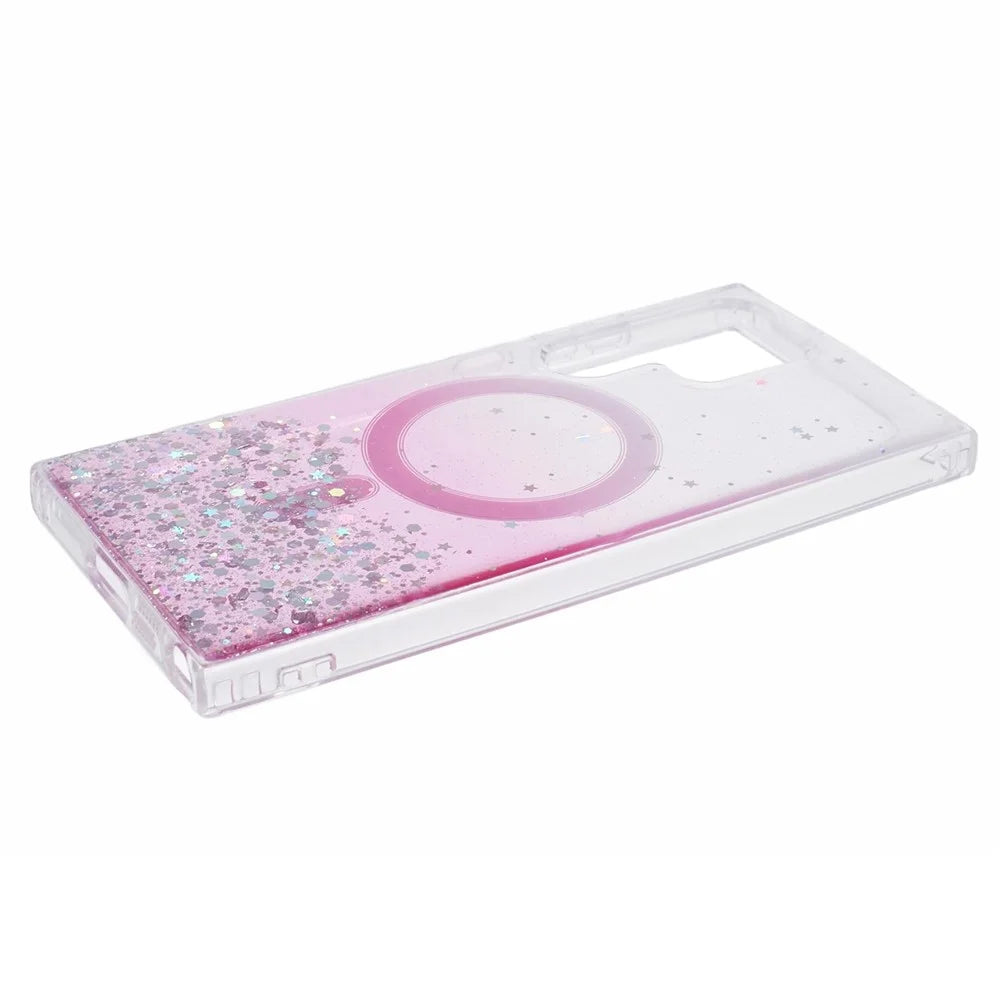 JTW Series for Samsung Galaxy S23 Ultra Case Gradient Glitter Epoxy Magnetic Phone Cover - Pink - 5