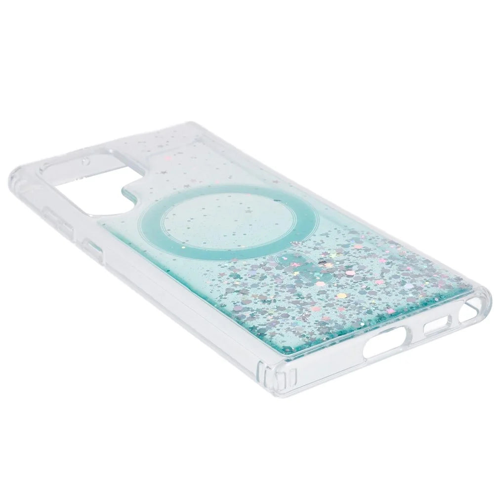JTW Series Shockproof Case for Samsung Galaxy S22 Ultra 5G Magnetic Case Glitter Epoxy TPU+Acrylic Phone Cover - Green - 7