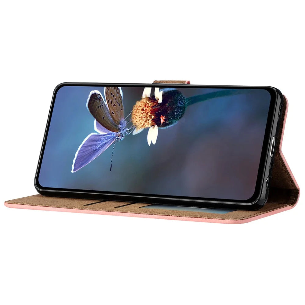 For Samsung Galaxy A15 5G Case Imprinted Butterfly Wallet PU Leather Phone Stand Cover - Pink - 4