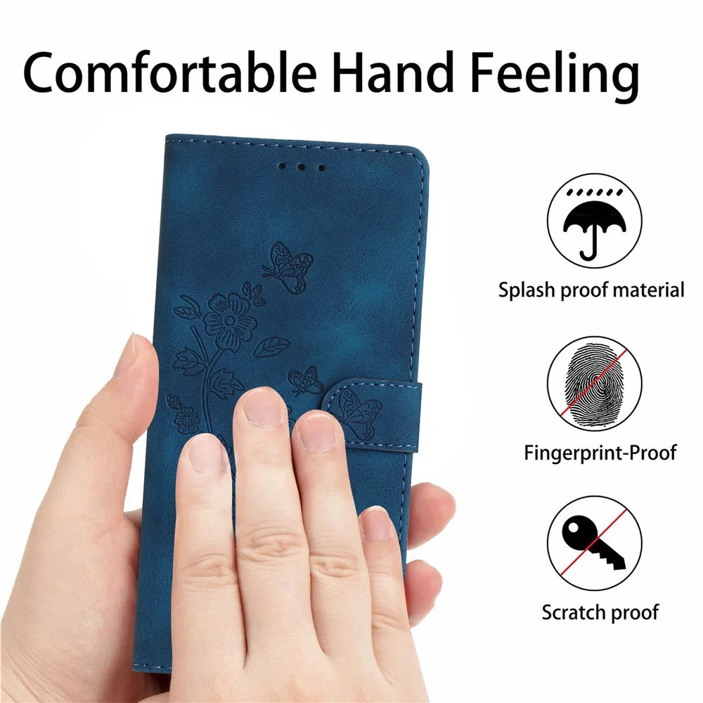 For Samsung Galaxy A05s 4G Case Magnetic PU Leather Imprinted Wallet Phone Protector - Blue - 5