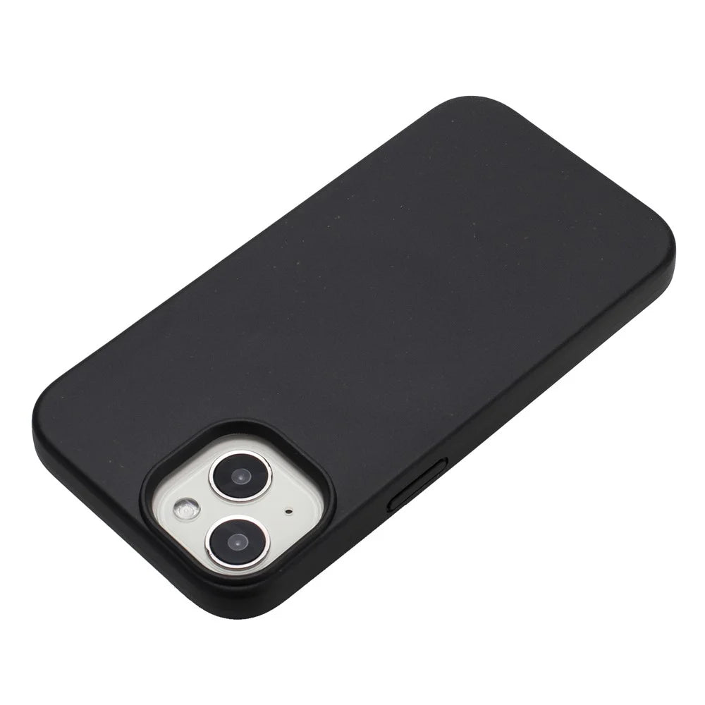 For iPhone 14 Case Eco-Friendly Wheat Straw+TPU Magnetic Phone Cover - Black - 3