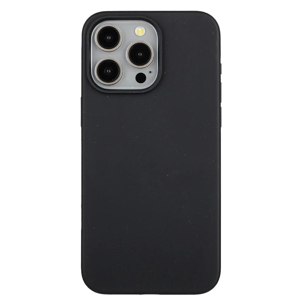 For iPhone 12 / 12 Pro Case Wheat Straw+TPU Full Biodegradable Phone Cover - Black - 1