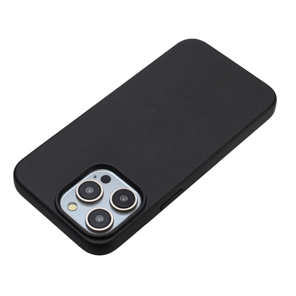For iPhone 12 / 12 Pro Case Wheat Straw+TPU Full Biodegradable Phone Cover - Black - 3