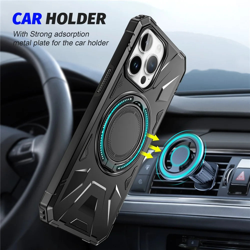 For iPhone 13 Pro Max 6.7 inch Case TPU+PC Rotatable Kickstand Phone Protective Cover - Black - 2