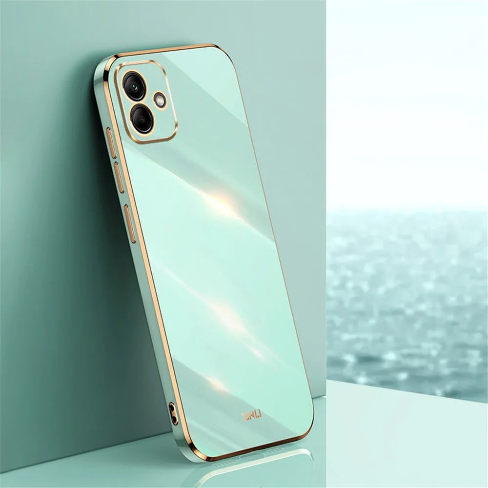 XINLI For Samsung Galaxy A05 4G Case Electroplated Gold Edge TPU Cell Phone Cover - Cyan - 2