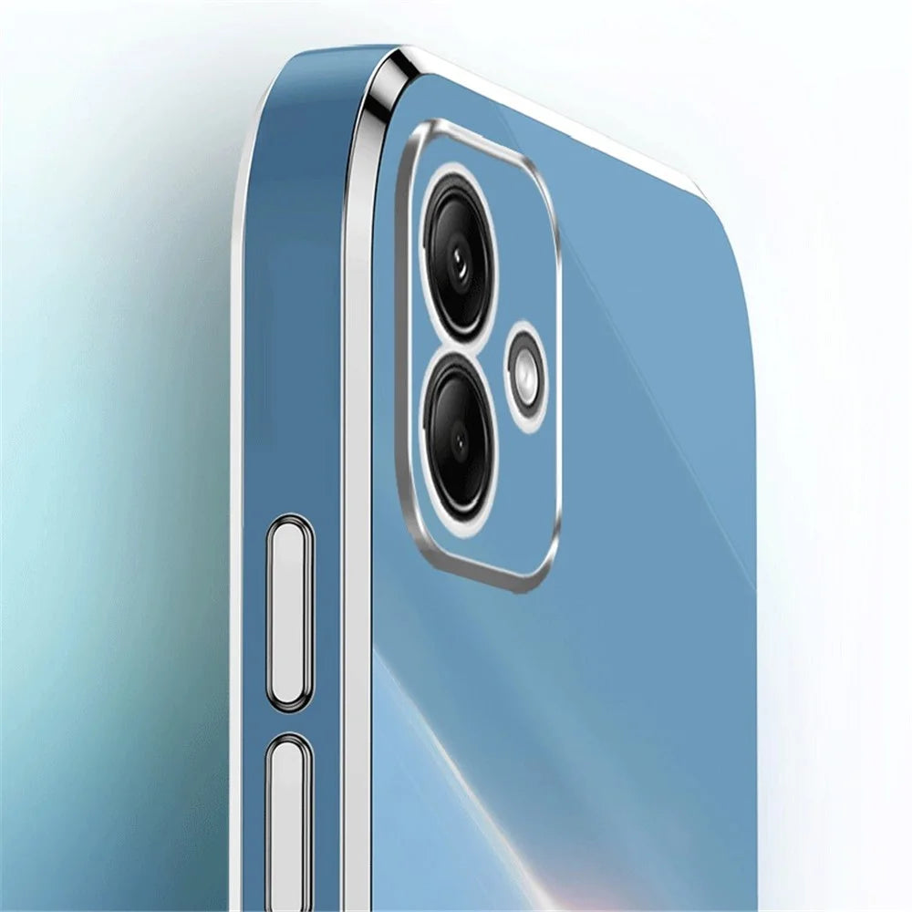 XINLI For Samsung Galaxy A05 4G Case Electroplated Gold Edge TPU Cell Phone Cover - Cyan - 5