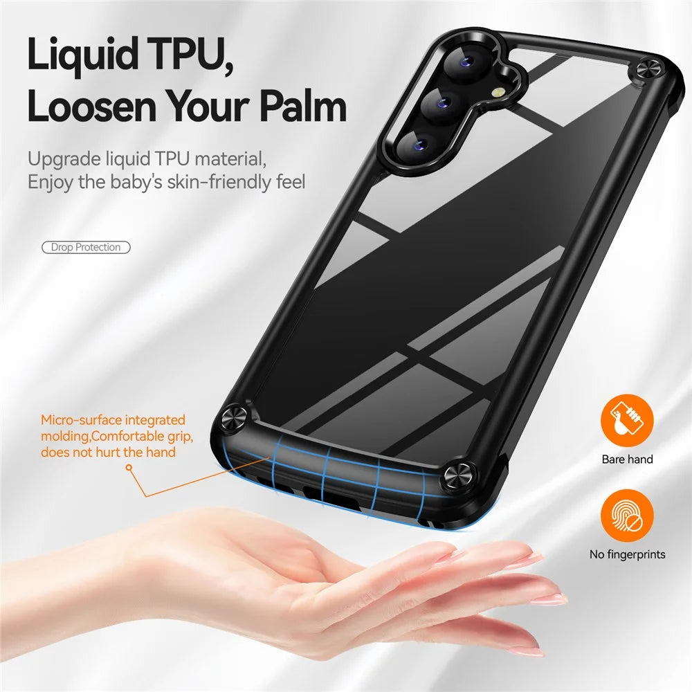 PC+TPU Phone Case for Samsung Galaxy S24+ Phone Cover with Anti-Drop Alloy Lens Frame - Black - 3