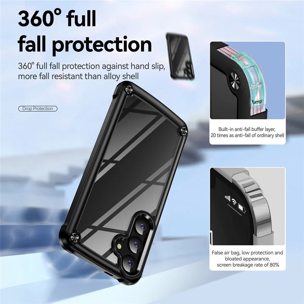 PC+TPU Phone Case for Samsung Galaxy S24+ Phone Cover with Anti-Drop Alloy Lens Frame - Black - 5