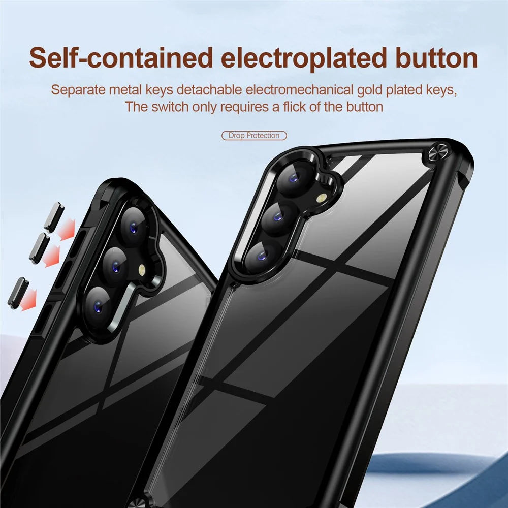 PC+TPU Phone Case for Samsung Galaxy S24+ Phone Cover with Anti-Drop Alloy Lens Frame - Black - 6