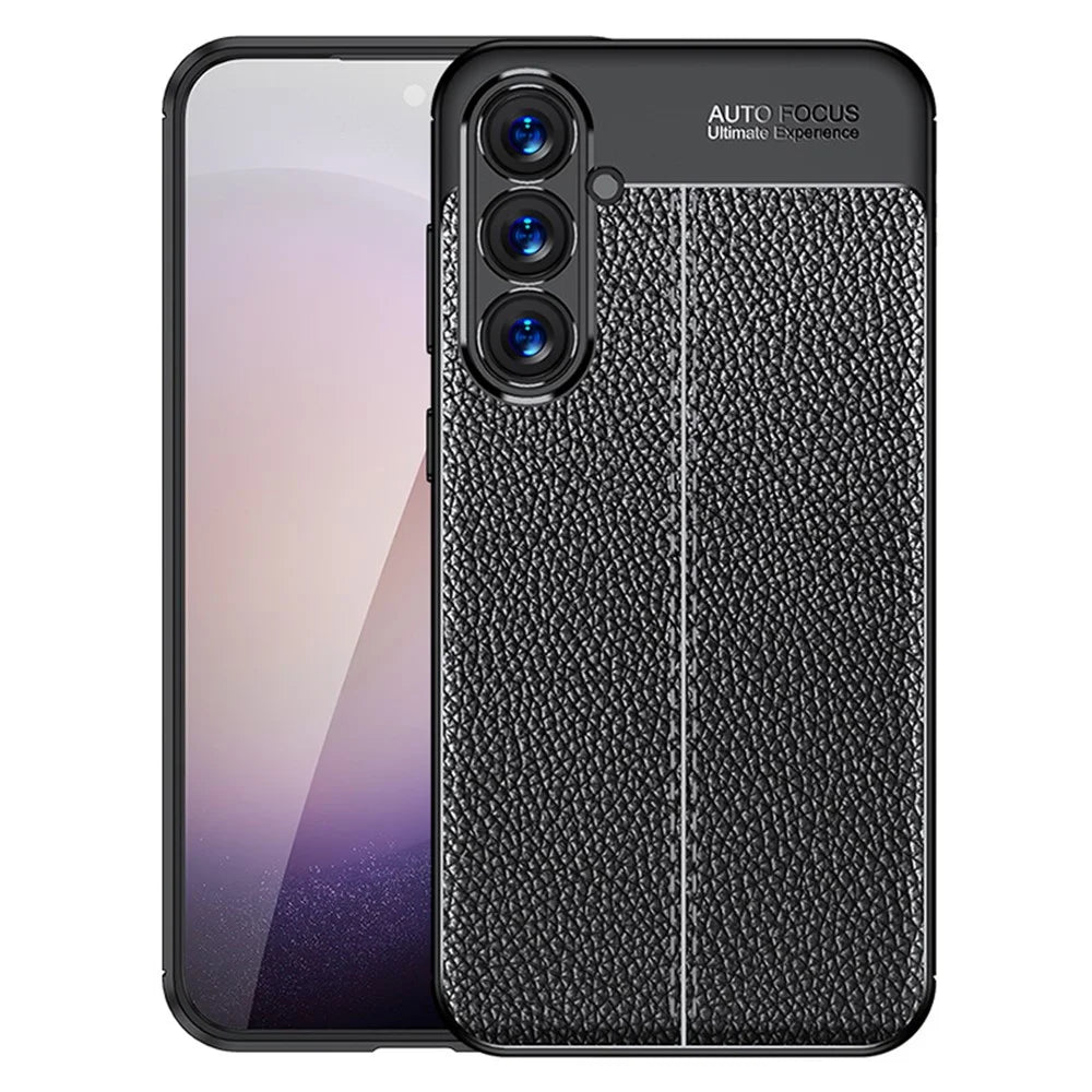 Litchi Texture Phone Shell for Samsung Galaxy S24 Case Anti-Collision TPU Phone Cover - Black - 1