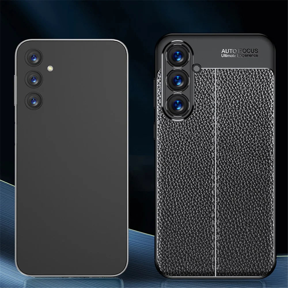 For Samsung Galaxy S24+ Case Litchi Texture Scratch-resistant Soft TPU Phone Cover - Black - 4