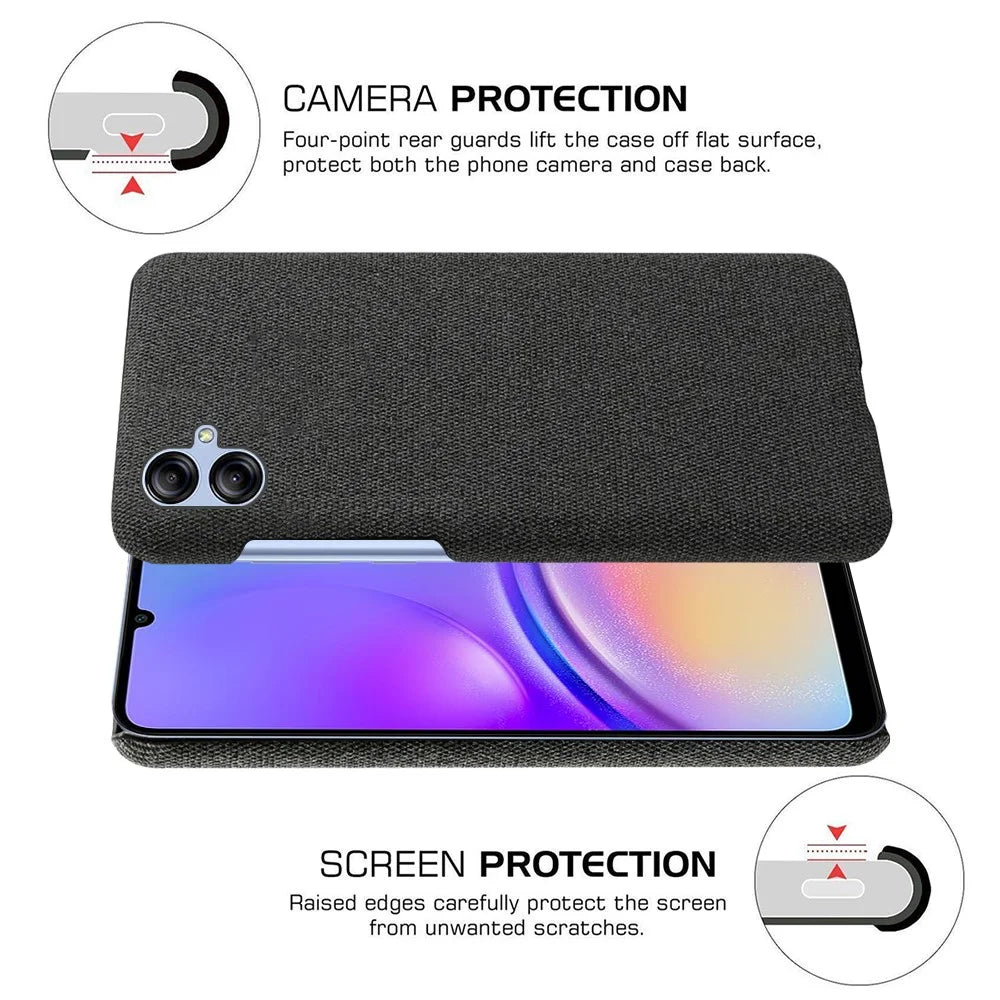 Smartphone Cover for Samsung Galaxy A05 4G Case Dustproof Cloth+PC Phone Shell - Black - 5