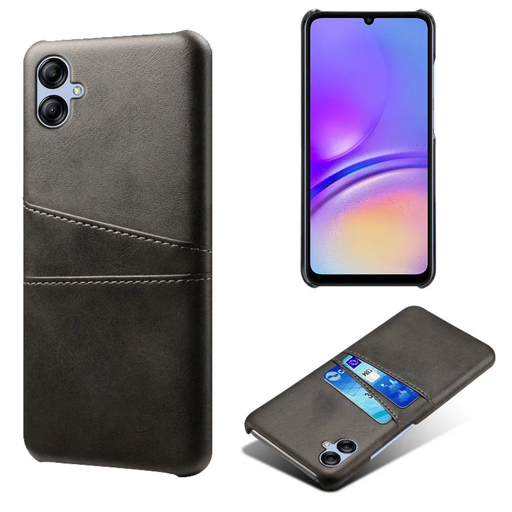 For Samsung Galaxy A05 4G Case Shockproof PU Leather+PC Card Holder Phone Back Shell - Black - 1