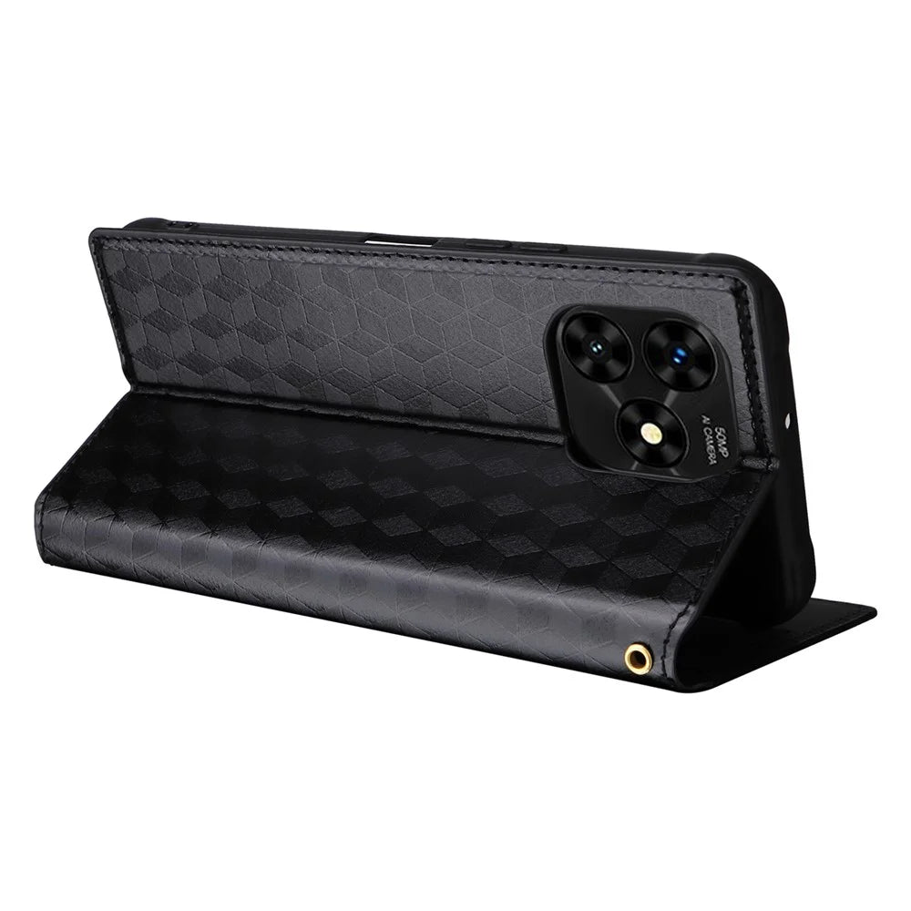 For Umidigi G5 Mecha Case Magnetic Closure Leather Wallet Imprinted Phone Cover - Black - 4