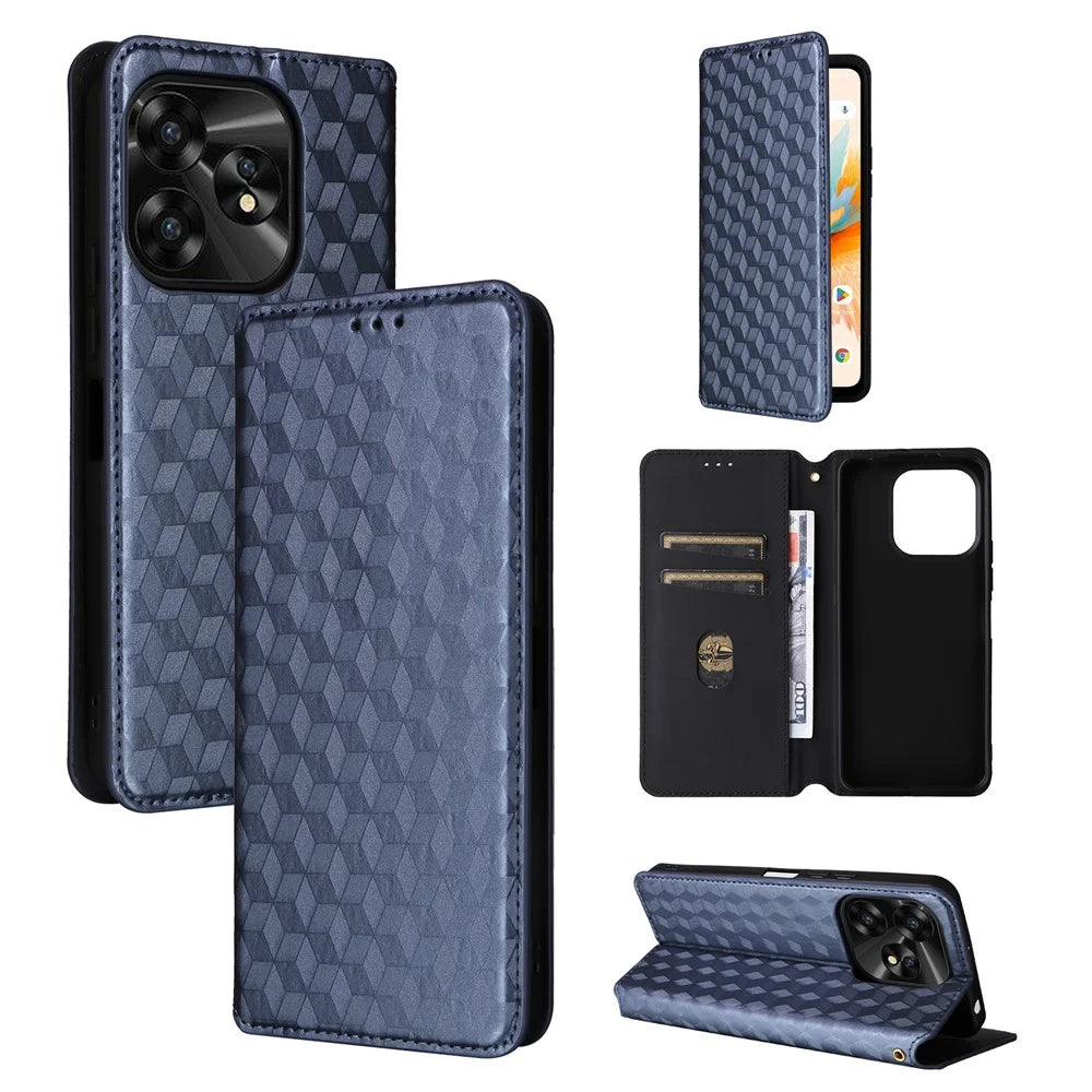 For Umidigi A15 / A15C Leather Cover Magnetic Cell Phone Case Wallet - Blue - 5