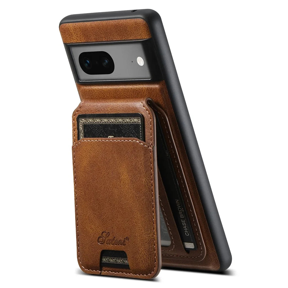 SUTENI H15 For Google Pixel 7 5G Case Detachable Magnetic Card Slot Phone Cover - Brown - 2