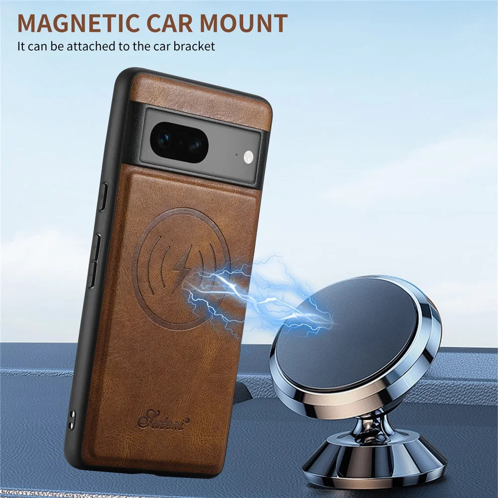 SUTENI H15 For Google Pixel 7 5G Case Detachable Magnetic Card Slot Phone Cover - Brown - 4